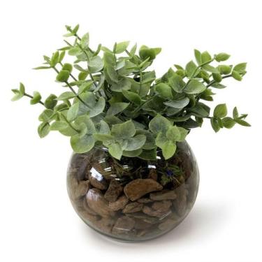 Imagem de Arranjo Verdinho Vidro Decoração Artificial Mesa Charmosa Elegante Mod