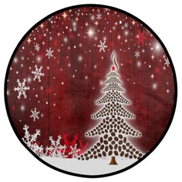 Imagem de Tapete redondo de 0,9 m, antiderrapante, lavável, tapete redondo, árvore de Natal com grãos de café, design circular para sala de estar, quarto, sala de jantar, entrada, sofá, decoração de casa