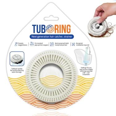 Imagem de TUBRING The Ultimate Protetor de ralo de banheira apanhador/coador/armadilha, regular - branco