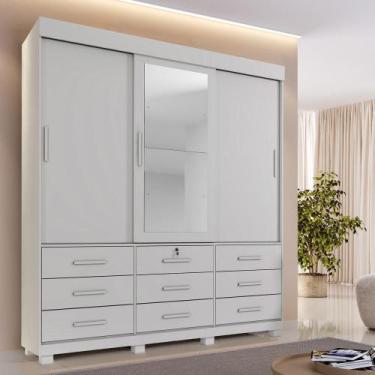 Imagem de Roupeiro Turim 3 Portas e 9 Gavetas Branco - Tudo de Móveis