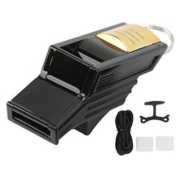 Imagem de GLOGLOW Apito de árbitro de alta frequência para concursos esportivos apito profissional para basquete futebol vôlei resina ABS não tóxica (preto e dourado)