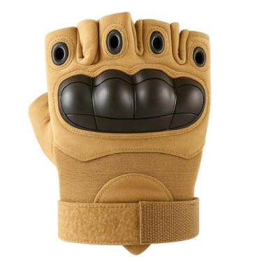 Imagem de Luva de Moto Meio Dedo – Proteção Anti-Impacto e Resistente para Bike, Ciclista, Motociclista, Motoqueiro e Motoboy com Fecho Ajustável - Tamanho Único (Areia)