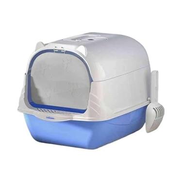 Imagem de GenéricoCaixa de areia banheiro de gato fechado grande completo peneira bandeja filtro + pá(Azul)