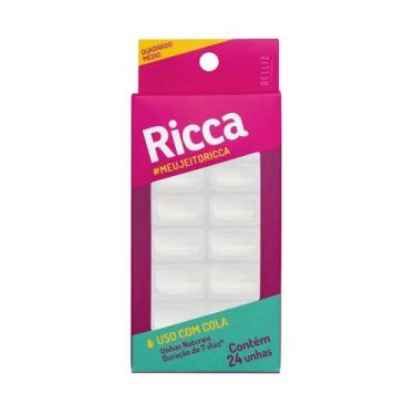 Imagem de Unhas Postiça Ricca Naturais Quadrado Médio