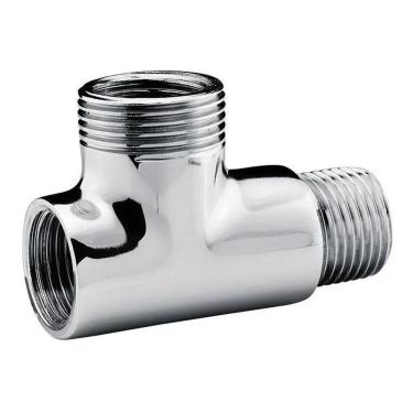 Imagem de 2X Adaptador Tee T Maquina Lavar Tanque 1/2X3/4 Latão Crom