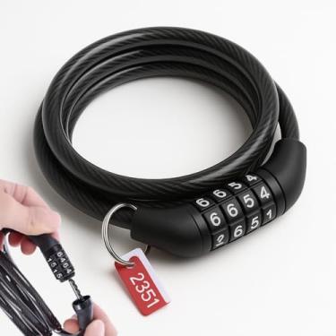 Imagem de Cadeado para Bicicletas Bike com Senha Numérica 4 Dígitos Trava de Segurança Para Bike Motos Com Cabo de Aço Reforçado 100cm Premium