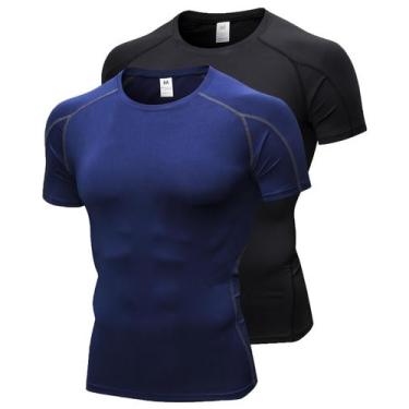 Imagem de Camisas de compressão Queerier para homens, treino, manga curta