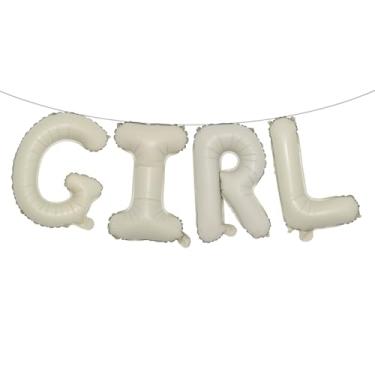 Imagem de Letras de balão de 40,6 cm para meninos ou meninas | Balões reveladores de gênero, decorações de revelação de gênero | Decorações de chá de bebê (creme para meninas)