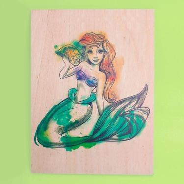 Imagem de Quadro Ariel Princesa Disney Aquarela