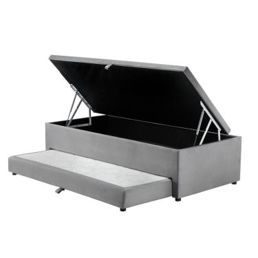 Imagem de Cama Box Baú Solteiro com Cama Auxiliar 3 em 1 S. Design - 88x188 - Cinza