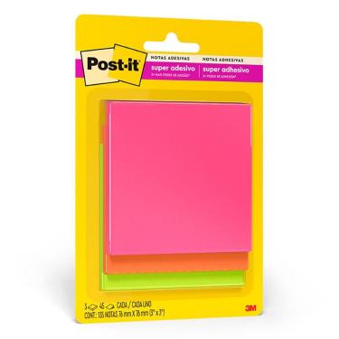 Imagem de Bloco Post It cascata 76x76 com 3 blocos 45 fls 3M