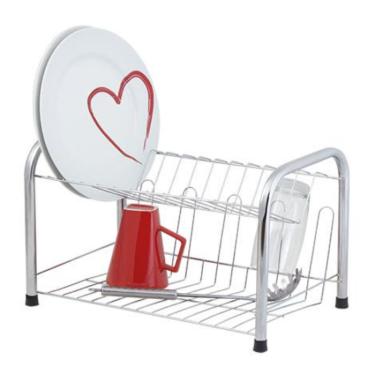 Imagem de Escorredor de Louça Duplo Cromado 12 Pratos 05 Copos Secador Organização Cozinha
