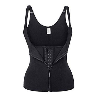 Imagem de Cinta Modeladora Dupla Compressão Ziper Cor:preto Tamanho P