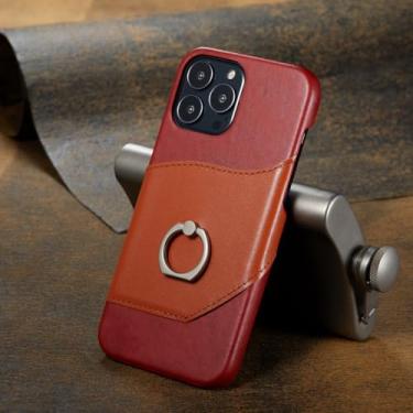 Imagem de Capa de couro com suporte de anel para iPhone 15 Pro Max 14 13 12 Mini 11 6 7 8 Plus SE 2022 XS Xr Capa de suporte para cartão, vermelha, para iPhone7Plus