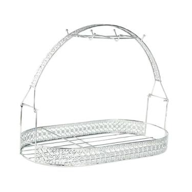 Imagem de ＫＬＫＣＭＳ Escorredor de copos para secar copos, suporte de metal para presente, economiza espaço no escritório para 6 xícaras, acessórios organizadores de, Oval Prata