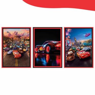 Imagem de Kit 3 Quadros 31 x 45 MDF 3mm - CARROS - Tudu de Bom