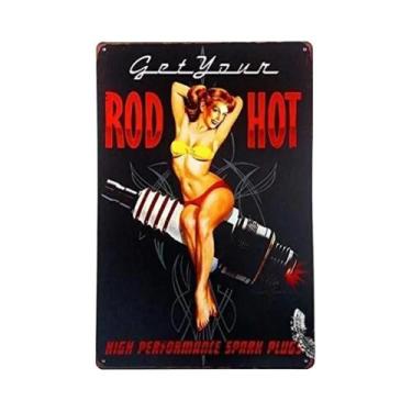 Imagem de Placa De Metal Vintage Da Estação De Gasolina Route 66 Com Meninas Pin