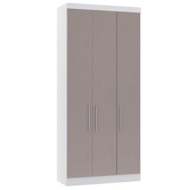 Imagem de Guarda Roupa Modulado 134,50cm 4 Portas E 4 Gavetas Alpes Luciane Móveis Branco Pf Com Cinammon Pf