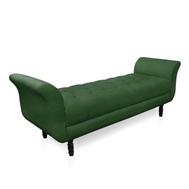 Imagem de Recamier Olinda Suede 160 Cm Pés Torneados Castanhos - D'rossi Cor Verde