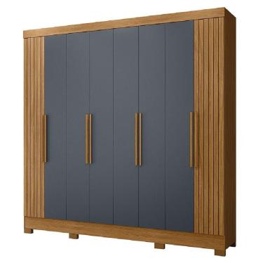 Imagem de Guarda Roupas Casal Ripado 8 Portas 4 Gavetas Diamante Moval Freijo Cin