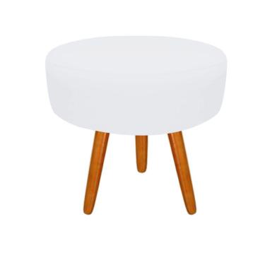 Imagem de Puff Decorativo Lavinia Suede Pes Castanho Branco