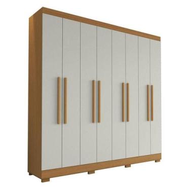 Imagem de Guarda Roupa Casal Porto 8 Portas 4 Gavetas Freijó Baunilha - Aramóvei