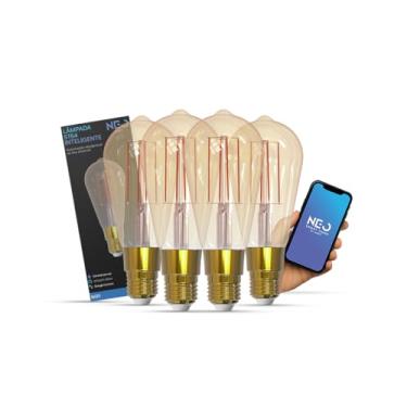 Imagem de Avant Neo Kit 4 Lâmpadas LED Filamento Smart ST64 6W E27, Luz Amarela 1800K/2700K, Dimerizável, Alexa, Google e Tuya