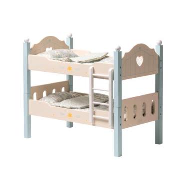 Imagem de Beliche para bonecas ROBUD Toys Wooden Play Baby com escadas azuis