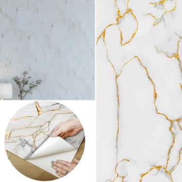 Imagem de Papel de parede marmore dourado 10Metros lavavel autocolante