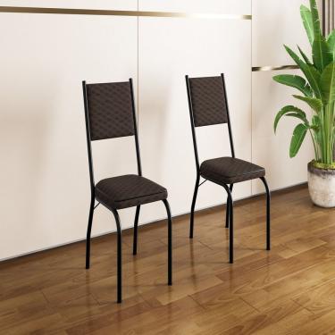 Imagem de Kit Com Duas Cadeiras De Cozinha 90cm X 43cm X 34cm Preto-tecelão Cacau