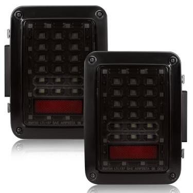 Imagem de MAYELLO Luzes traseiras de LED compatíveis com Jeep Wrangler JK JKU 2007-2018 Lente fumê com luz de freio Luzes de ré, 2 peças