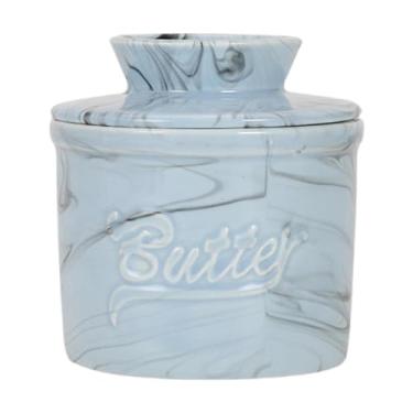 Imagem de DimyFew Manteiga Crock Manteiga Keeper Recipiente Manteiga Prato para Casa Jantar Hotéis, Azul