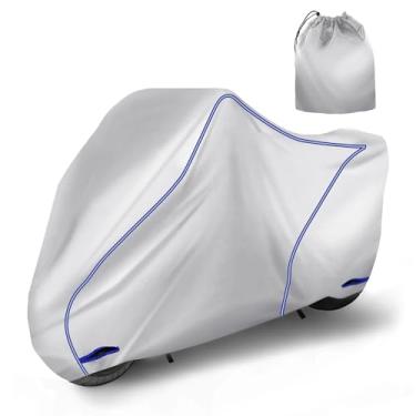 Imagem de X AUTOHAUX Capa universal para motocicleta, proteção contra chuva, poeira, tecido leve, impermeável, capa de scooter, capa para motocicleta, com orifício de bloqueio, proteção para todos os climas