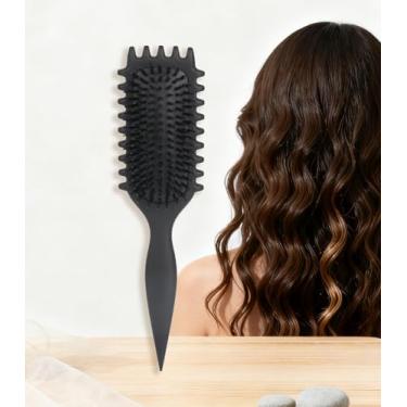 Imagem de Pente de cabelo desembaraçante para mulheres, almofada curvada, cabelo molhado e seco, massagem antiestática para cabelos cacheados lisos, ondulados, pentes portáteis pretos 6