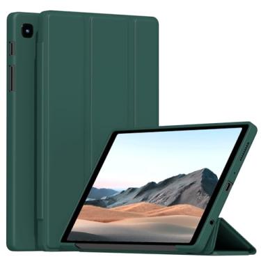 Imagem de Ocricll Capa para Samsung Galaxy Tab A7 Lite 8,7 polegadas 2021 (modelo: SM-T220/T225/T227), capa fina e leve com suporte de três dobras com revestimento traseiro de TPU macio, verde escuro