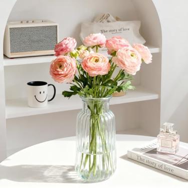 Imagem de GarDream Vaso de vidro transparente para flores, vaso de flores com nervuras de 21 cm para mesa de jantar, entrada, peça central de casamento, decoração de casa, vasos transparentes decorativos