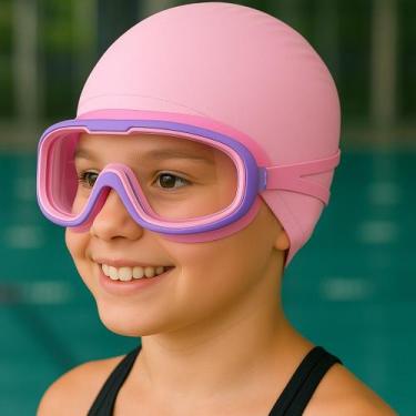 Imagem de Kit óculos-máscara de natação infantil + touca - mesaio - ALÍKI, Rosa