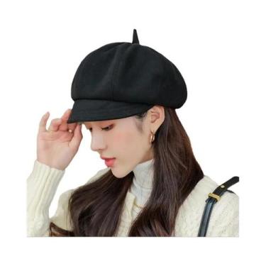 Imagem de Boina Octógono Feminina - Estilo Coreano Retrô - Cores Sólidas - Outon