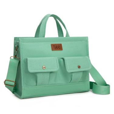Imagem de Montana West x Lee Bolsa de trabalho grande para mulheres bolsa carteiro de lona transversal para uso diário bolsa de ombro com bolsos, Verde, Large
