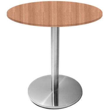 Imagem de Mesa Beta Inox 75 Cm altura Disco Redondo Tampo Mdp Redondo 80 Cm Largura X 2,50 Cm Altura Noce Naturalle