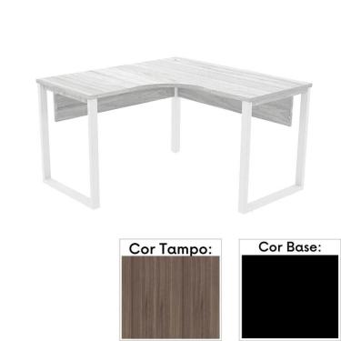 Imagem de Mesa De Escritório Em L Pé Tubular Pe25 Em Mdp 145 X 145 X 60 Cm Cor Walnut E Base Preta