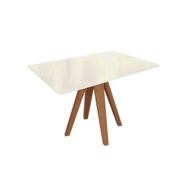 Imagem de Mesa De Sala Jantar Duna Madeira Maciça C-tampo Madeirado C- Vidro 80x120cm Carvalho-off White-vidro Off White - Kappesberg