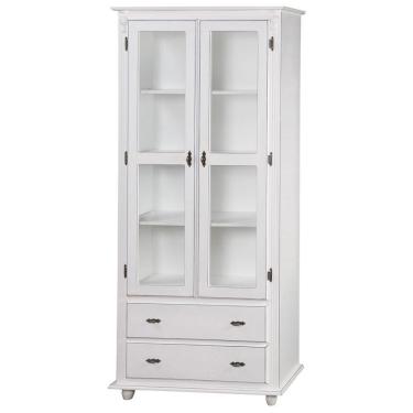 Imagem de Cristaleira Antique Com 2 Portas de Vidro e 2 Gavetas 304 Branca