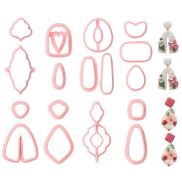 Imagem de Kit de cortadores de polímero de brinco de argila, 16 peças de coração vazado geométrico diversificado, lâmina ultrafina DIY para artesanato, moldes lisos antiaderentes