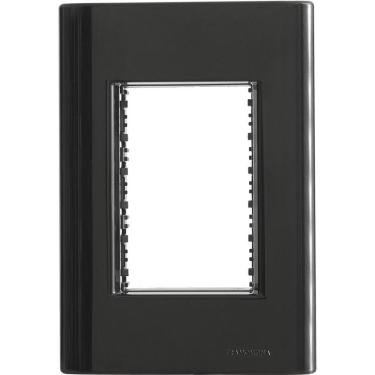 Imagem de Placa 3 Postos 4x2 Tramontina Giz Preta Com Suporte