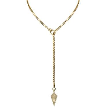 Imagem de EverGlimp Colar feminino banhado a ouro 18 K, colar em Y ajustável com anel de mola e pingente cônico, joias modernas hipoalergênicas