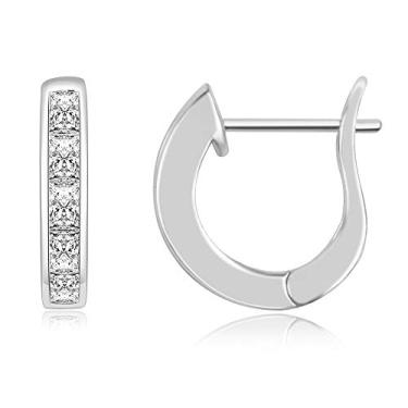 Imagem de JSJOY Brincos pequenos de argola de ouro para mulheres e meninas minúsculos brincos de argola de diamante 14 k zircônia cúbica hipoalergênica leve, ouro rosa, prata, Metal, Sem pedra preciosa