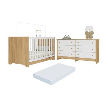 Imagem de Berço Americano 3 em 1 com Colchão Incluso e Cômoda Caramelo Multimóveis MP4678