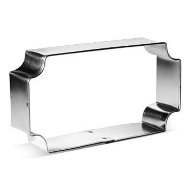 Imagem de Ticket Plaque Cookie Cutter 3.75 Inch - Made in the USA - Foose Cookie Cutters Tin Plated Steel Ticket Plaque Cookie Mold