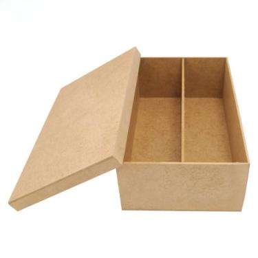 Imagem de Caixa Retangular com 1 Divisória para Vinho e Taça 35x20x10 Mdf Madeira